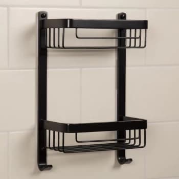 Croydex - Bathroom Aluminium Matt Black Double Tier Shower Caddy Easy Clean Wire