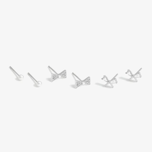 Simply Silver Sterling Silver 925 CZ Bow Studs - Pack of 3 Jewellery Sets One Size Silver 71580611000