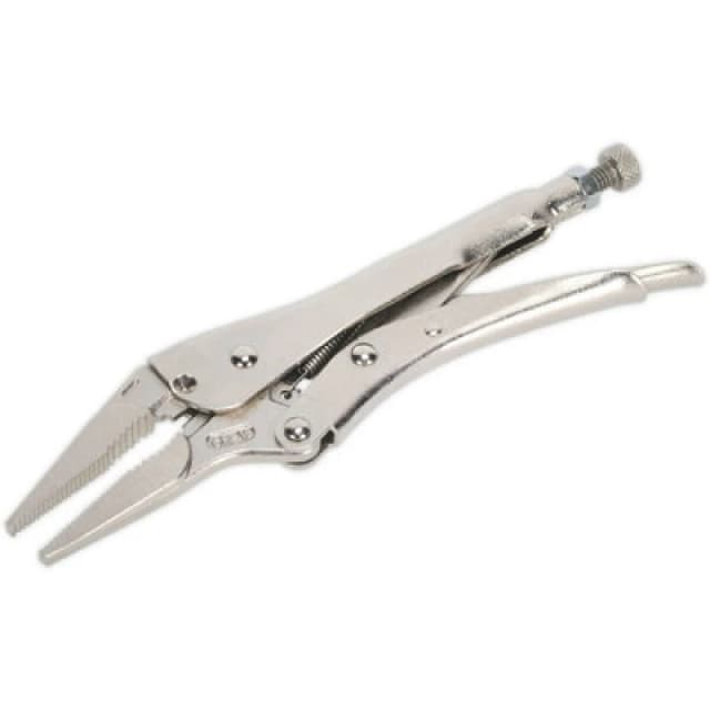 Loops 210mm Long Nose Locking Pliers - Deeply Serrated 60mm Jaws - Riveted Handle Multi