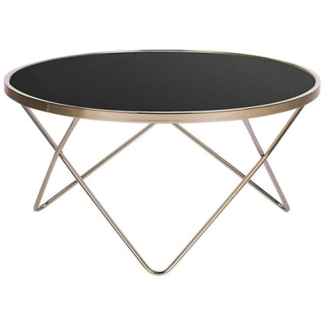 Beliani Coffee Table Meridian Tempered Glass Black/ Gold