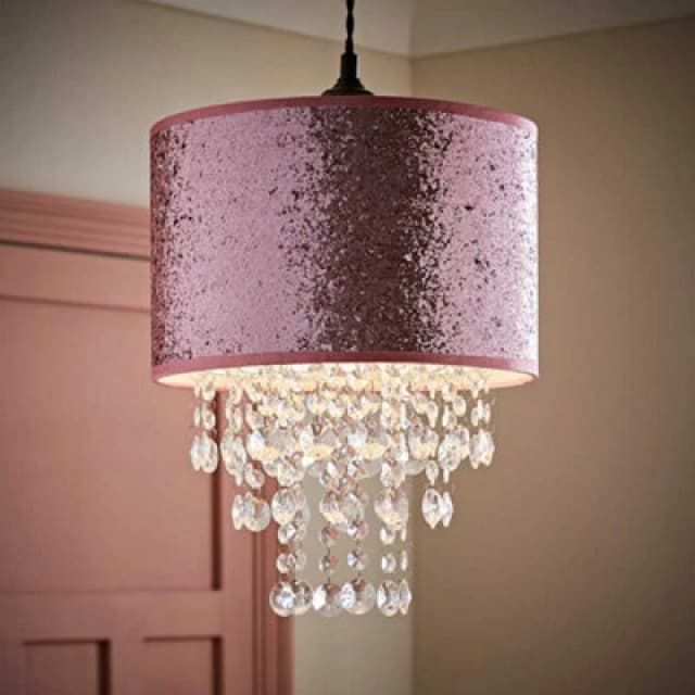ValueLights ValueLights Bonita 28cm Glitter Droplets Easy Fit Ceiling Pendant Light Lamp Shade in Pink Pink One Size Unisex 5016529269878