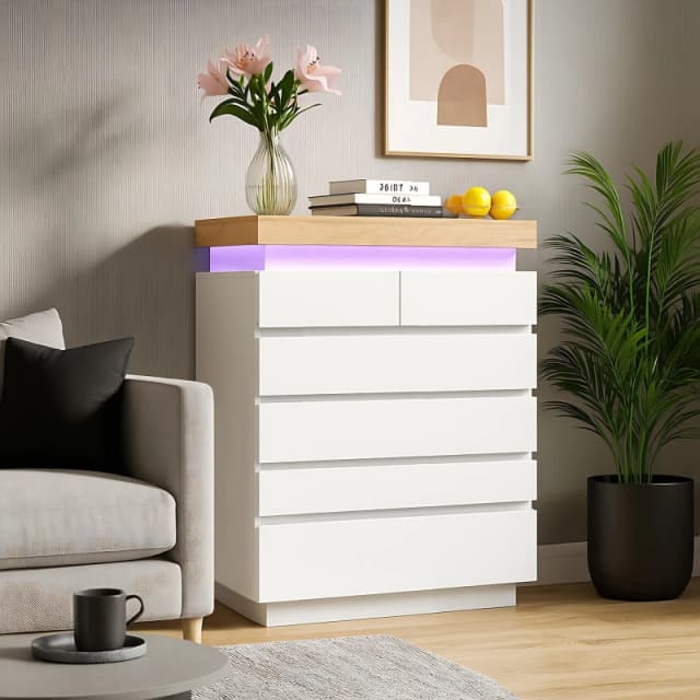 Urban Meuble Modern White Console Table with LED Accent White unisex One Size