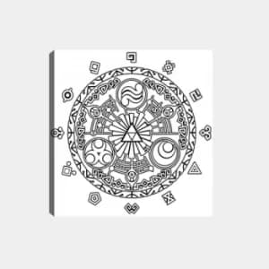 MANDALA58 White Black Decorative Canvas Painting