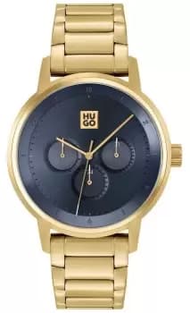 HUGO 1530265 Mens #DEFINE Blue Dial Gold Stainless Watch
