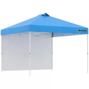 Outsunny 3x3m Pop Up Gazebo w/ 1 Sidewall, Roller Bag and Adjustable Height - Blue