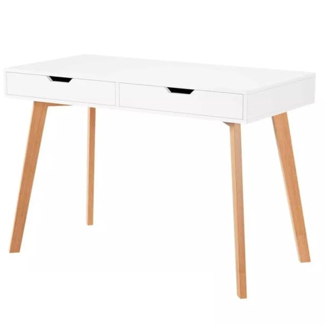 Gr8 Home Wooden Computer Desk Dressing Table With Drawers in White White Unisex