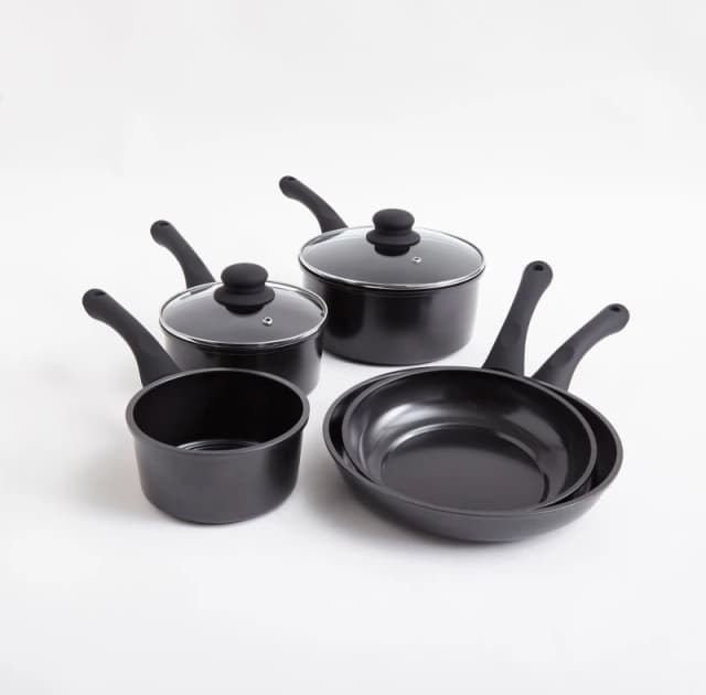 Cermalon 5 Piece Black Carbon Steel Cookware Set Black unisex