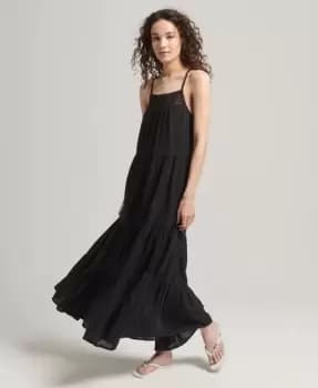 Superdry Womens Vintage Lace Cami Maxi Dress Black - Size: 10