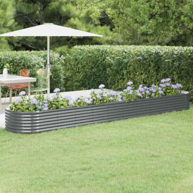 vidaXL Garden Raised Bed Powder-coated Steel 440x80x36cm Anthracite, Grey 318936