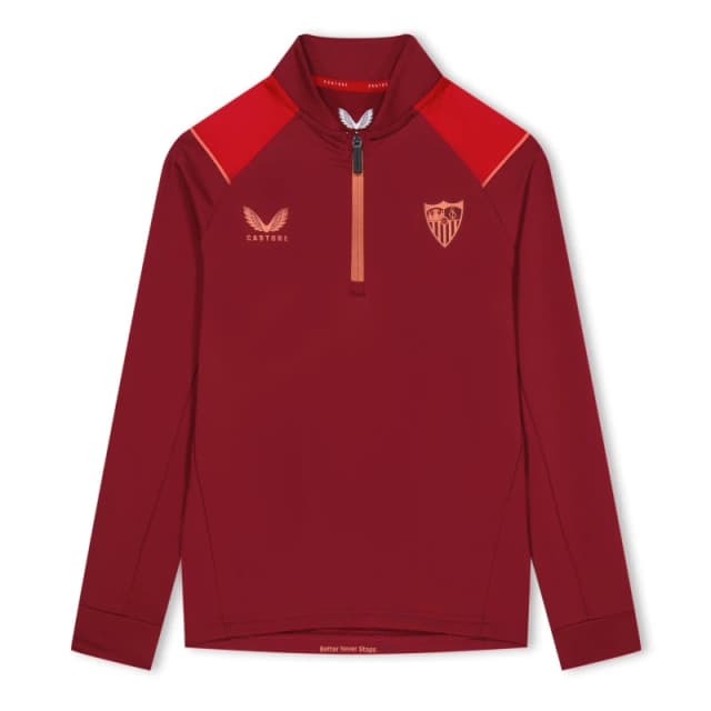 Castore Seville Quarter Zip Midlayer Top 2022 2023 Juniors - Red Red 7 - 8 Years