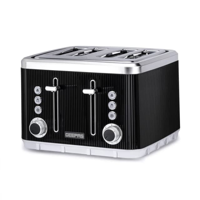 Geepas Arcus Collection 4 Slice Toaster with 7 Browning Levels 1860W in Black Unisex
