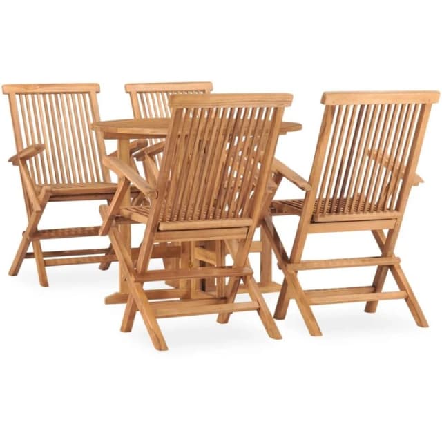 VIDAXL 5 Piece Folding Outdoor Dining Set Solid Teak Wood Vidaxl 8720286223895