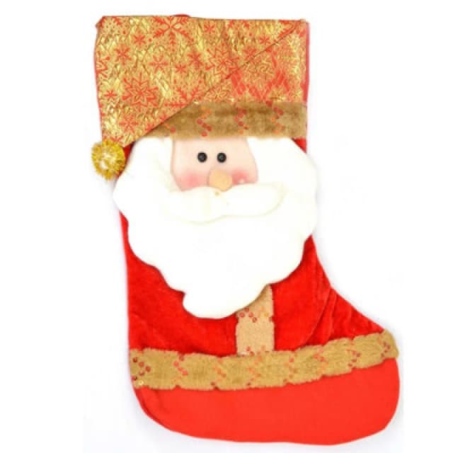 Shatchi Designer Santa Xmas Premium Stocking Sock Christmas Decorations, Multi Red