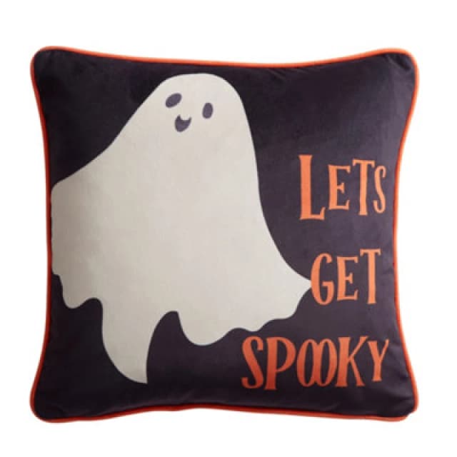 Spooky Ghost Velvet 43cm x 43cm Filled Cushion Grey