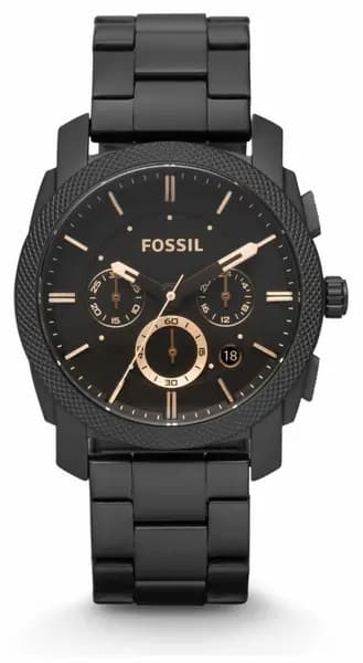 Fossil FS4682 Mens Machine Black Dial Black Stainless Watch