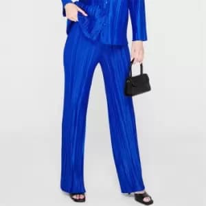 I Saw It First Plisse Straight Leg Trousers - Blue