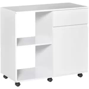 Printer Stand with Open Storage Shelves for Home Office w/ Drawer White - Homcom