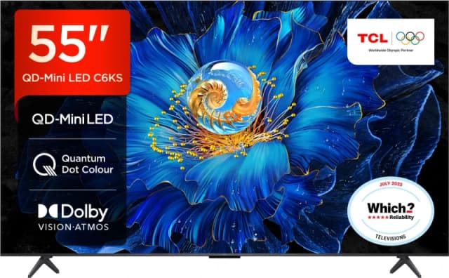 TCL C6KS 55" Smart 4K Ultra HD QLED Google TV 55C6KS-UK Metallic