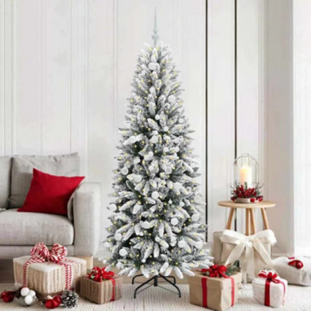 vidaXL Artificial Christmas Tree with 300 LEDs, White Balls White 73 x 73 x 180 cm, White 3396048