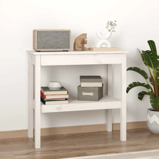 Vidaxl Console Table White 80X40X75cm Solid Wood Pine, White 814305