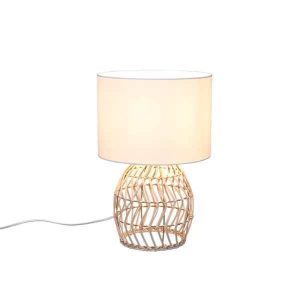 Rike Modern Table Lamp with Round Shade natural finish