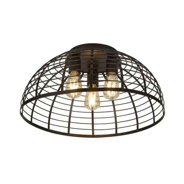 Searchlight Vision Cage 3 Light Flush Ceiling Light - Matt Black