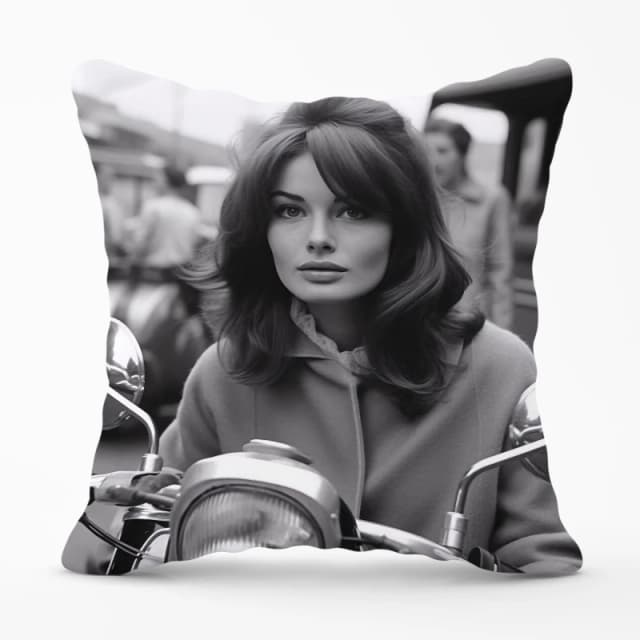 Warren Reed - Designer 1960 Out On The Bike Cushions in Black Size: 33cm x 48cm Black Unisex 33cm x 48 cm
