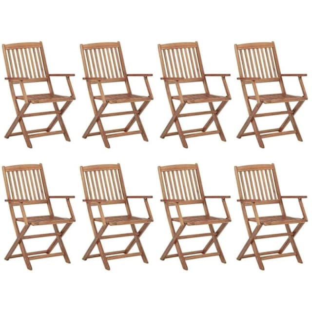 VIDAXL Folding Outdoor Chairs 8 pcs Solid Acacia Wood Vidaxl 3075084