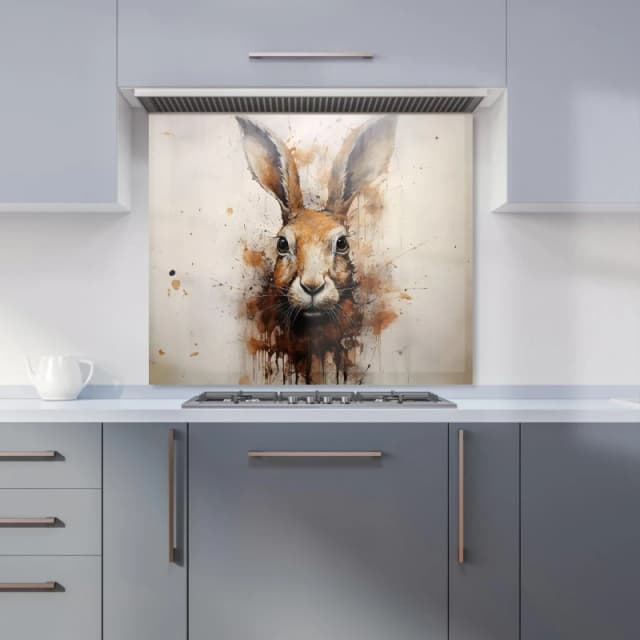 Warren Reed - Designer Splashart Angry Hyena Face Kitchen Splashback in Blue Size: 600mm x 750mm Blue Unisex 600mm x 750mm