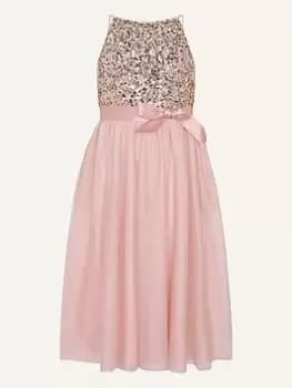 Monsoon Girls Disco Sequin Truth Dress - Pink, Size 11 Years, Women