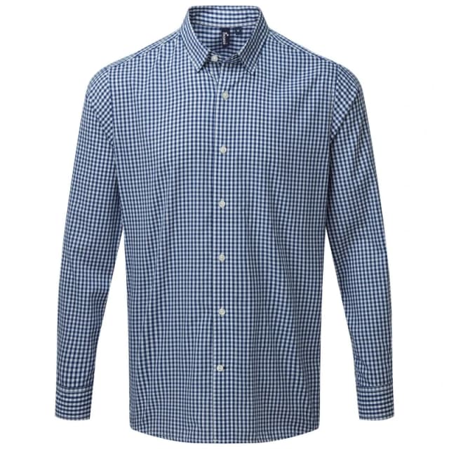 Premier Premier Men Maxton Checked Long-Sleeved Shirt in Navy Size: Small Navy S Male 5063470159048