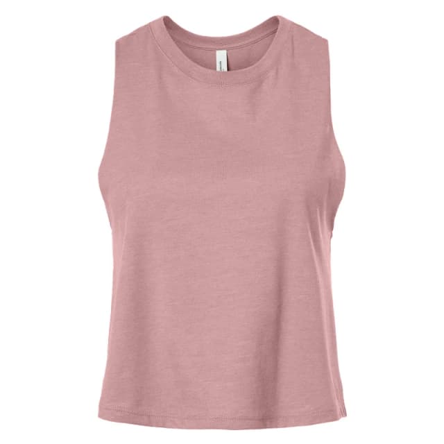 Bella + Canvas Womens Racerback Cropped Sleeveless Tank Top in Pink Size: Large Pink Female L