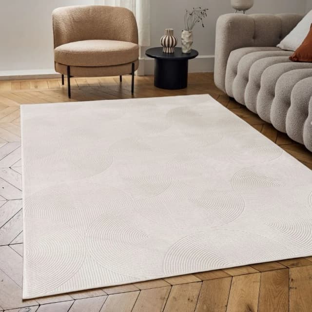 THE RUGS Carmel Modern Area Rugs & Runners Arch Design Soft Pile in Cream Size: 80cm x 150cm Cream Unisex 80cm x 150 cm