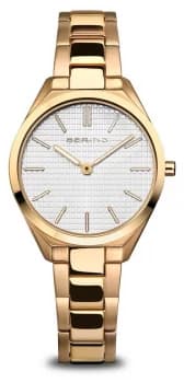 Bering Ultra Slim Womens Polished/Brushed Gold White Watch