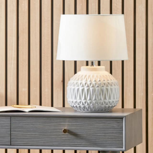 Anneli Aztec Texture Ceramic Table Lamp White