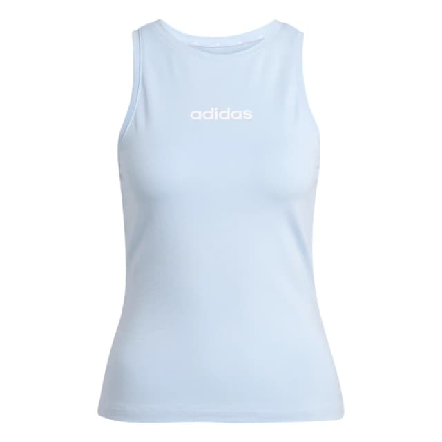 adidas Essentials Linear Slim Cotton Tank Top Womens Glow Blue female M (12-14)