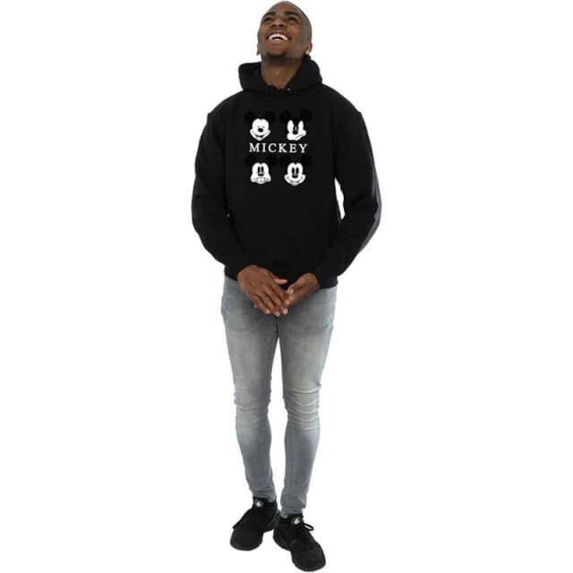 Mickey Mouse Mens Four Heads Hoodie in Black Size: Small Black Male S