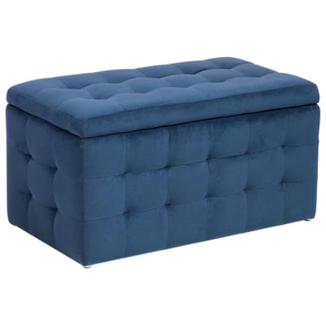 Beliani Storage Ottoman Michigan Velvet Dark Blue