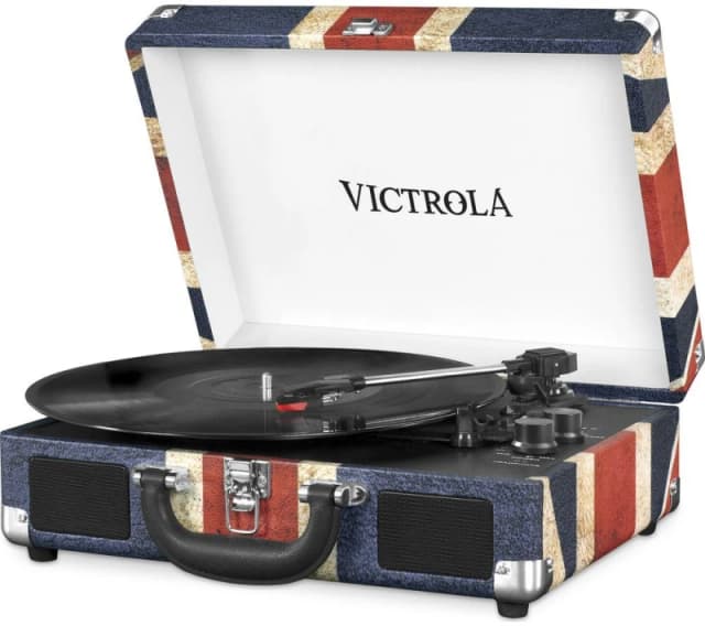VICTROLA Journey Portable Belt Drive Bluetooth Turntable - UK Flag, Blue,Red,Patterned,White 5060647650155