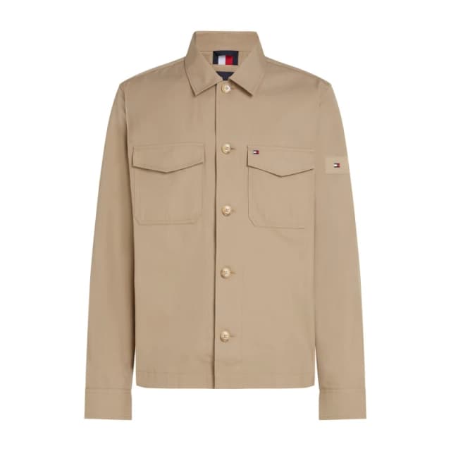Tommy Hilfiger Mens Cotton Button-Through Overshirt Sandalwood male S