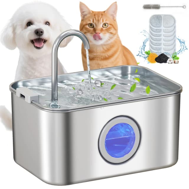 PawHut PawHut 3.2L Cat Water Fountain for Drinking Stainless Steel Ultra-Silent