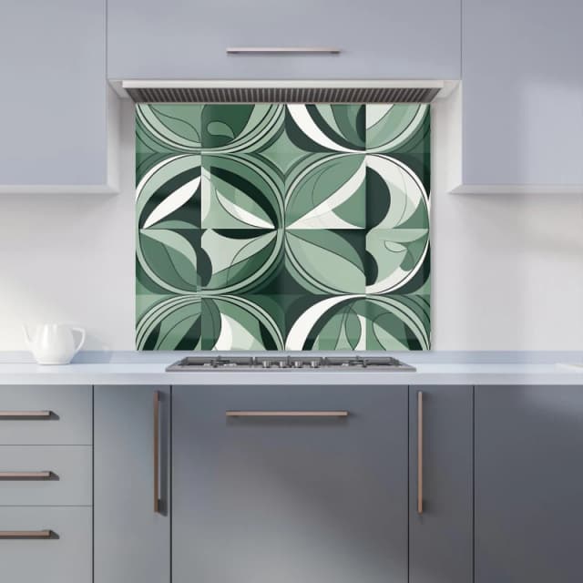 Warren Reed - Designer Geometric Green Black Kitchen Splashback Size: 600mm x 750mm Green Unisex 600mm x 750mm