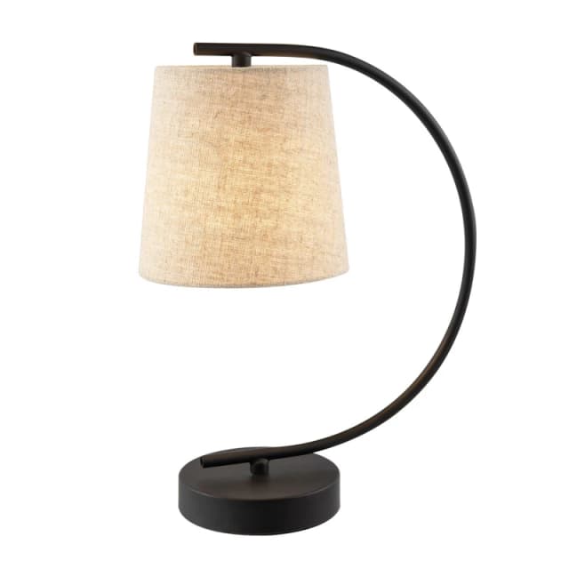 Happy Homewares Chic Black Table Lamp with Oatmeal Natural Textured Linen Fabric Shade Black Unisex