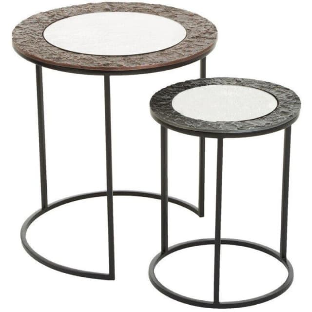 Fifty Five South Akola Set Of 2 Round Nesting Tables Black unisex One Size