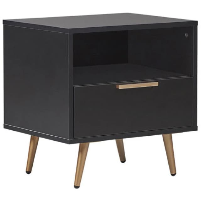 Beliani 1 Drawer Bedside Table Indio Black