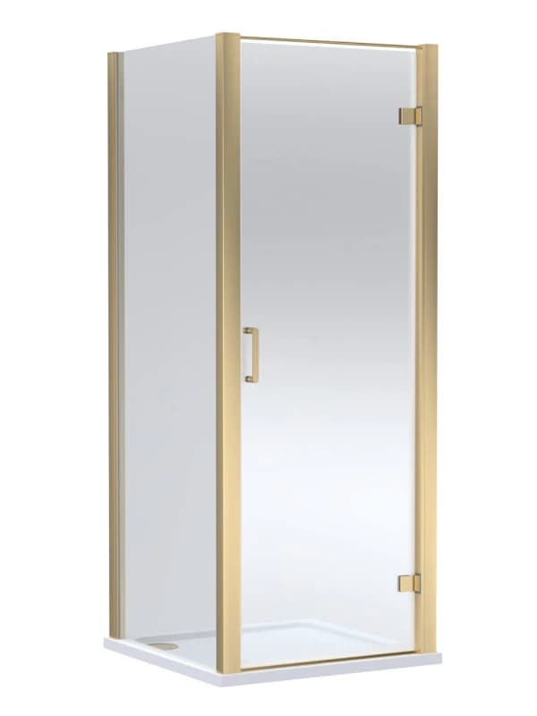 Balterley Hinged Shower Door & Slip Resistant Tray: 900x900mm Brass/White in Metallics Metallics Unisex
