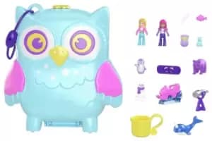 Polly Pocket Snowy Sleepover Owl Compact Micro Doll Playset