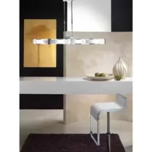 Diyas - Duna GU10 pendant lamp 4 Bulbs L1 / SGU10 Bar, polished chrome / white arylic