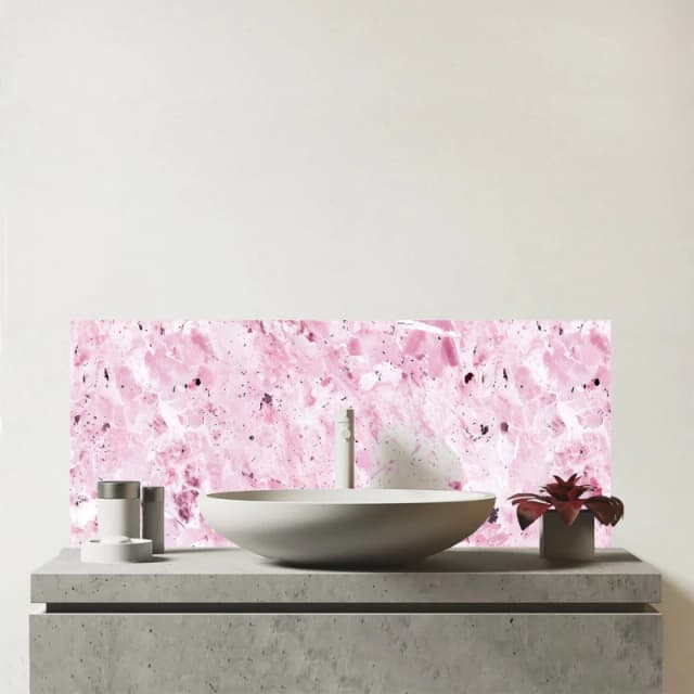 Warren Reed - Designer Plush Pink Quartz Effect Glass Bathroom Splashback Pink Unisex