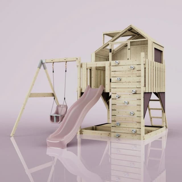 OutdoorToys PolarPlay Kids Garden Climbing Tower & Playhouse - Swing Eerika Rose in Beige Beige Unisex